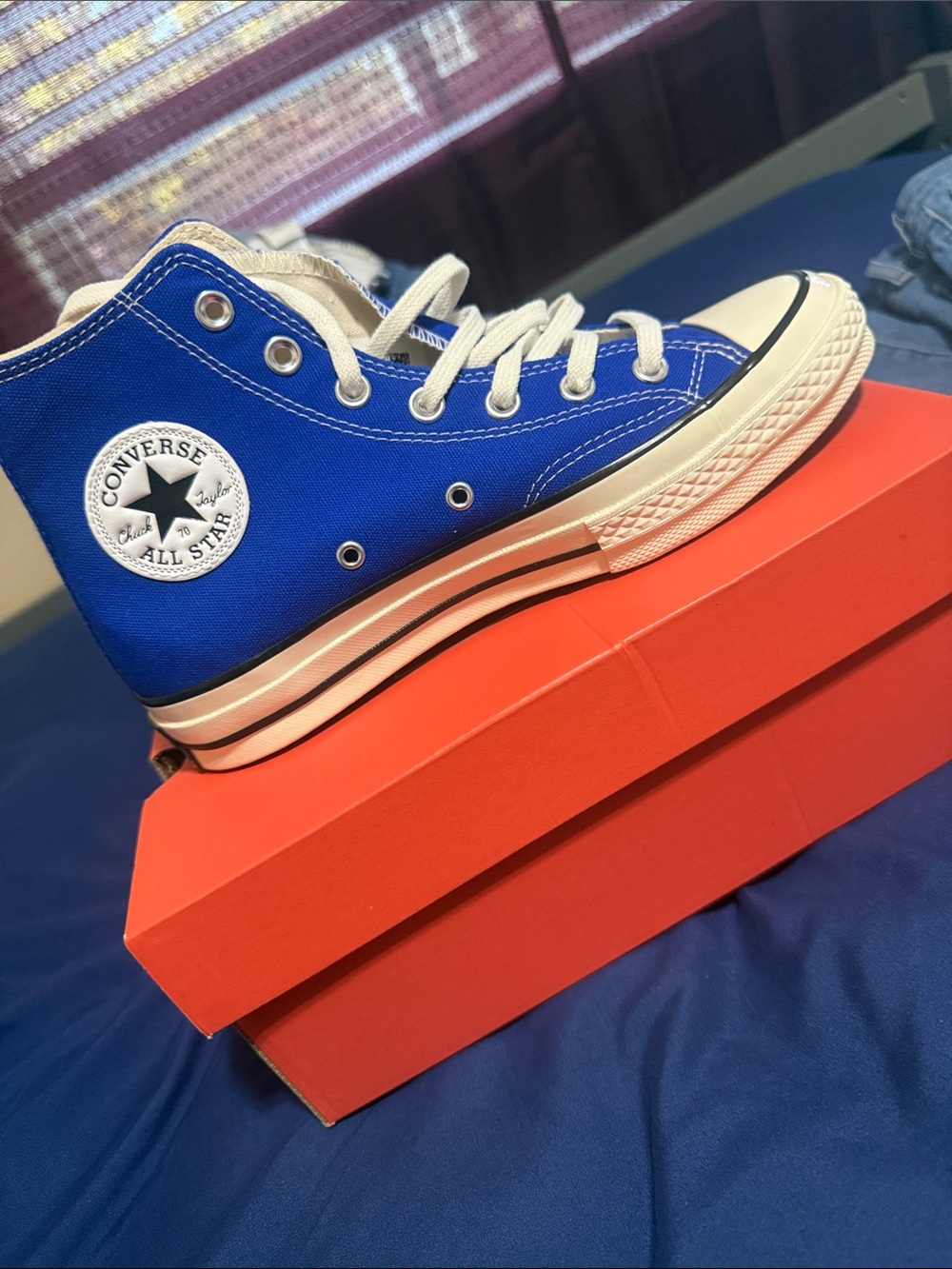 Converse High Top Sneakers in Blue and White